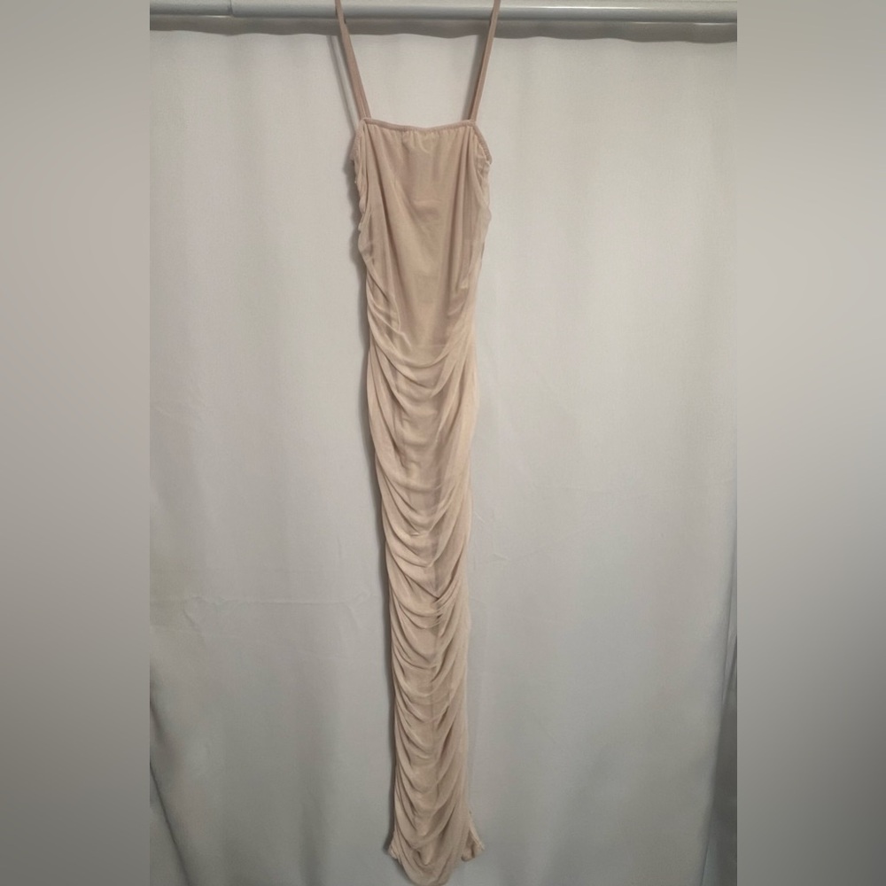 Elegant Cream Dress with Spaghetti Straps